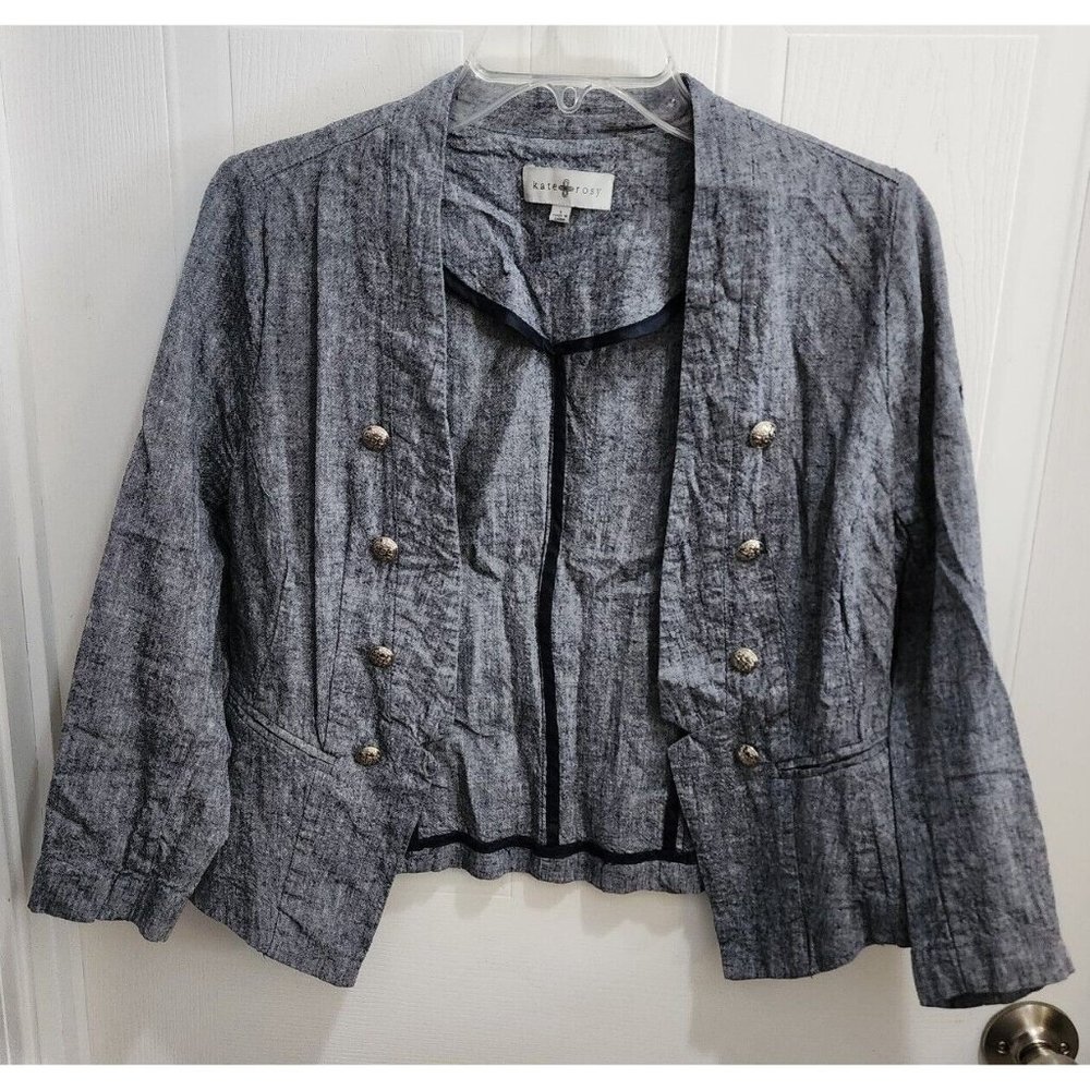 Kate Rosy Women's‎ Lightweight Blazer Jacket Chambray Linen/Viscose Size Small